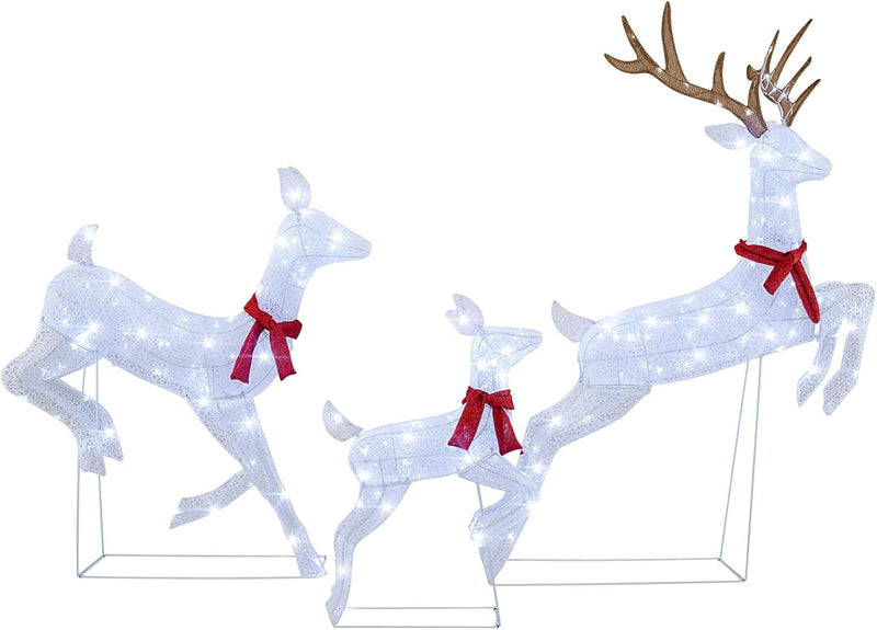 Load image into Gallery viewer, Goplus 3-Piece Large Lighted Christmas Reindeer Family, Light up Xmas Decorations w/255 LED Lights &amp; Scarves
