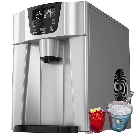 2 in 1 Ice Maker with Water Dispenser, Countertop Ice Cube Maker with LED Display, 9 Cubes Ready in 6-12 Min