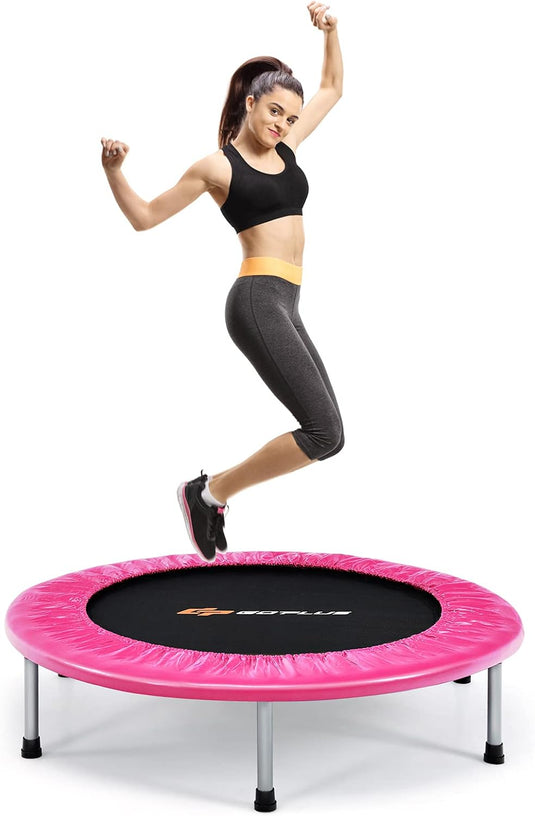 Goplus Mini Folding Trampoline, 36inch Foldable Fitness Rebounder for Adults