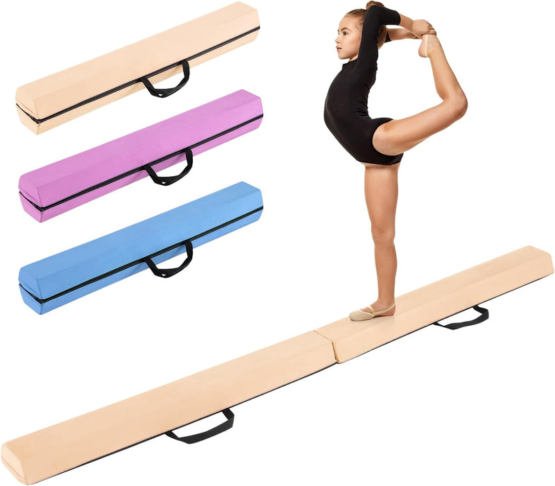 Load image into Gallery viewer, Goplus 7 FT Folding Balance Beam, Foam Floor Gymnastic Beam w/Removable Suede Cover, Non-Slip Bottom
