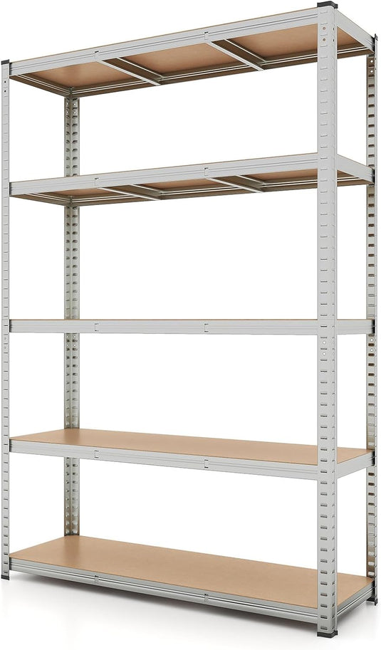 Goplus 5 Tier Adjustable Garage Shelving Unit, 2200 lbs Max Load, 47”W x 16”D x 71”H Multipurpose Organizing Shelf