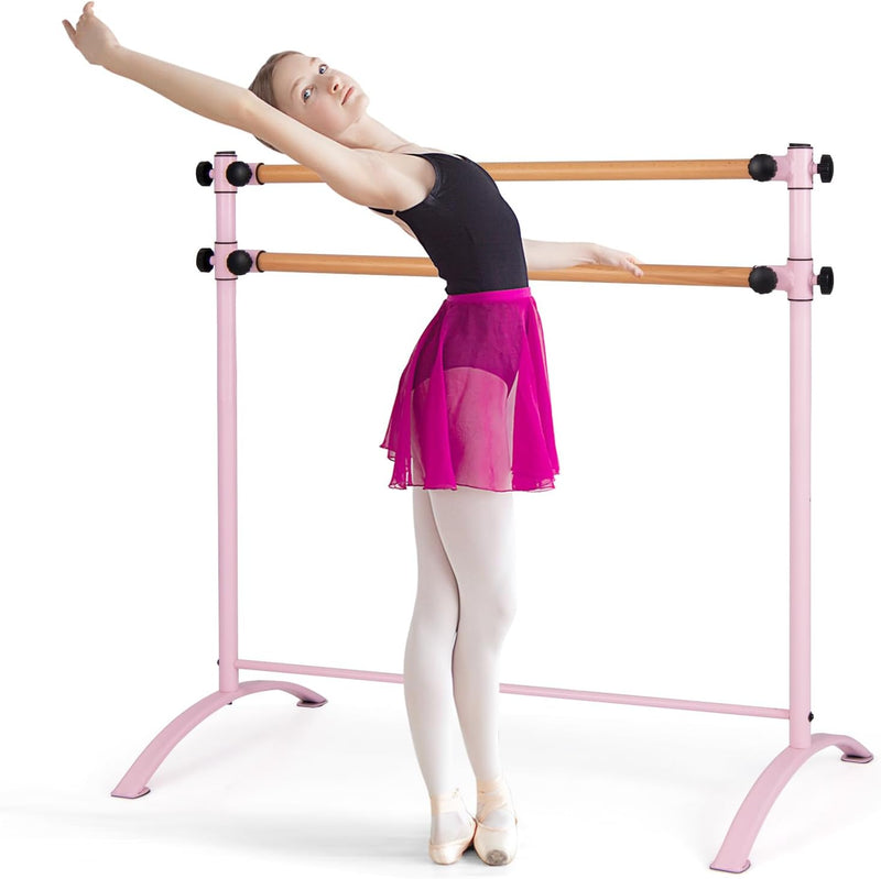 Load image into Gallery viewer, Goplus 4 FT Portable Ballet Barre, 46&quot; Freestanding Adjustable Double Ballet Bar with Anti-Slip Base
