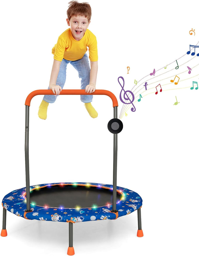 Load image into Gallery viewer, Goplus 36&quot; Trampoline for Kids, Mini Toddler Trampoline with LED Lights, Bluetooth Speaker
