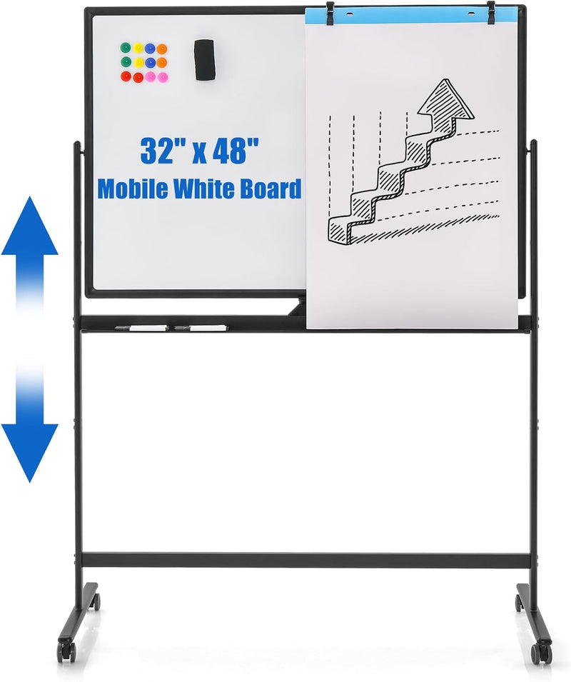 Load image into Gallery viewer, Goplus Mobile Whiteboard, 40¡± x 26¡± Height-Adjustable Dry Erase Board on Wheels
