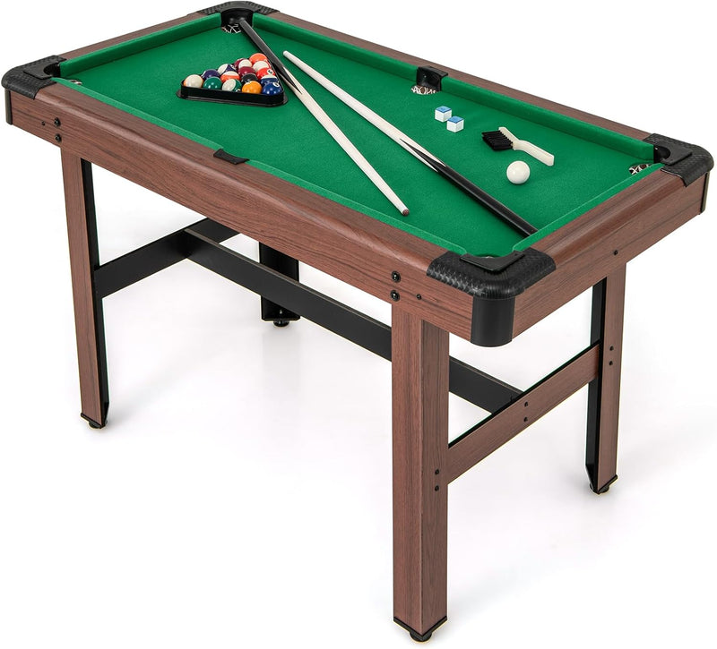 Load image into Gallery viewer, Goplus 48” Pool Table, Wooden Billiards Table w/ 2 Cue Sticks, 16 Balls, 2 Chalks, Triangle, Brush
