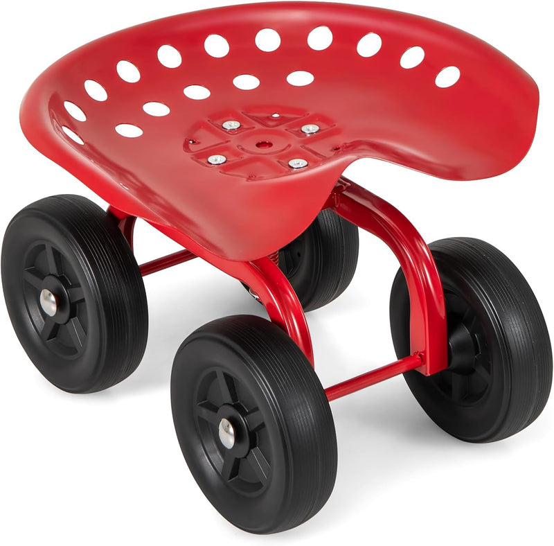 Load image into Gallery viewer, Goplus Garden Cart with Wheels, Utility Stool Cart w/Adjustable 360 Degree Swivel Seat
