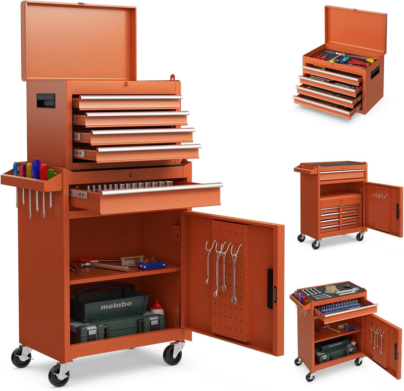 Load image into Gallery viewer, Goplus Tool Chest, 5-Drawer Rolling Tool Storage Cabinet with Detachable Top Tool Box
