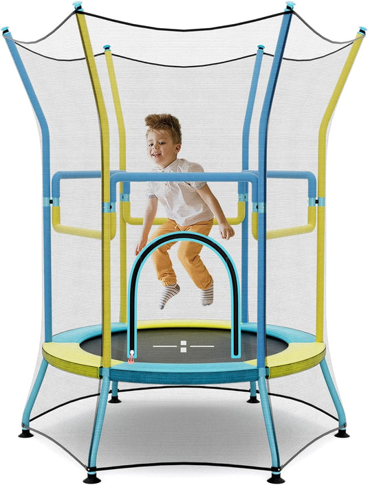 Goplus Kids Trampoline for Toddlers, ASTM Approved Mini Trampoline w/Heightened Safety Enclosure Net