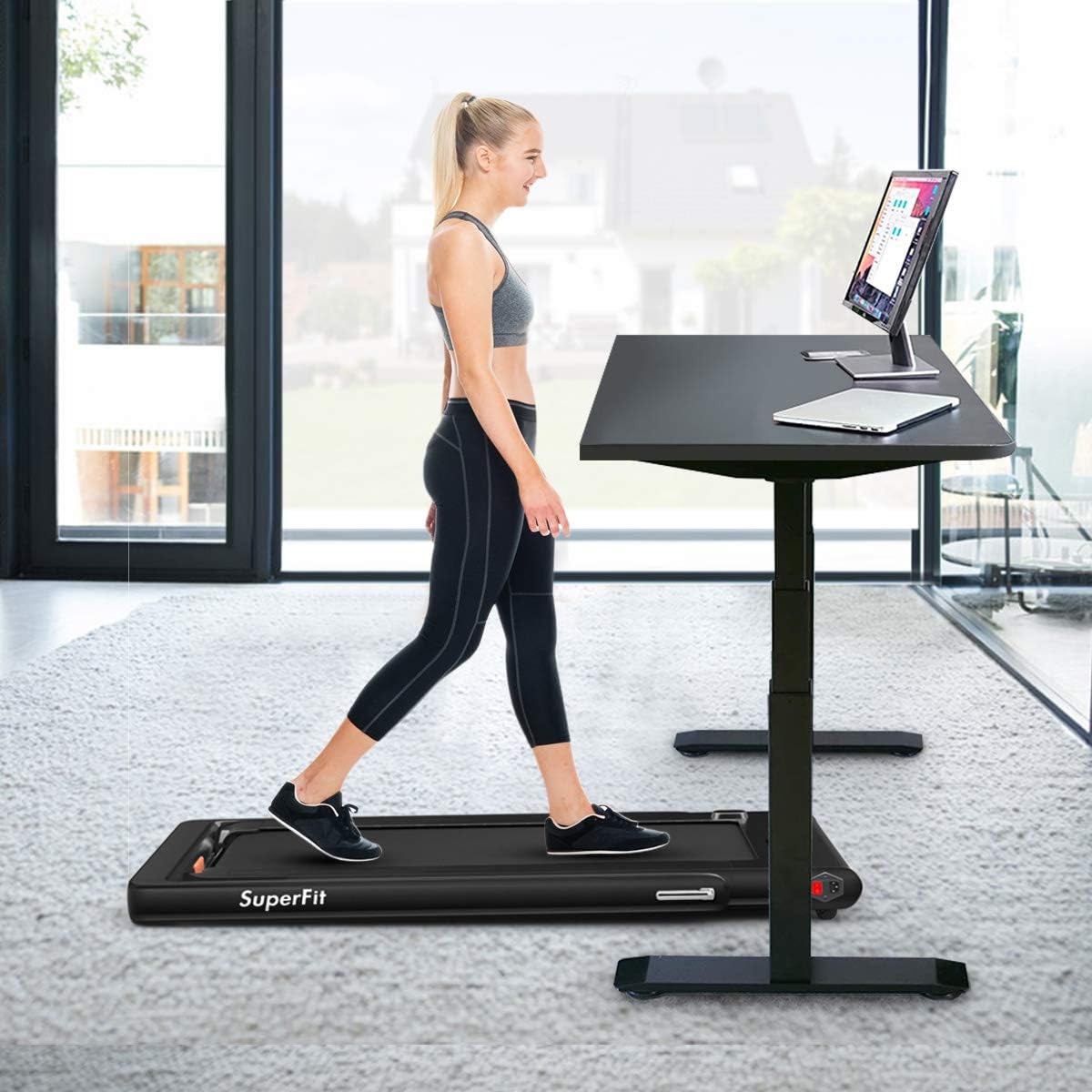 Goplus In Folding Treadmill, Superfit Under Desk Electric Treadmill Installation Free With Bluetooth Speaker Remote Control And Led Display