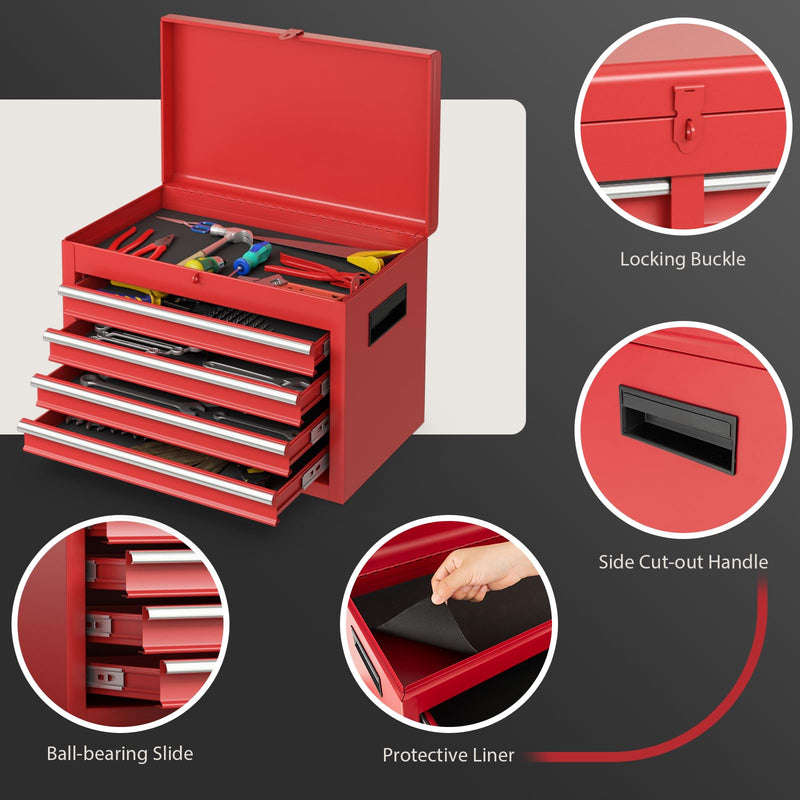 Load image into Gallery viewer, Goplus Tool Chest, 5 Drawers Rolling Tool Cabinet with Detachable Top Toolbox, Universal Lockable Wheels, Lock Bar, Protective Liner &amp; Tool Rack, Metal Tool Storage Cart, Tool Box for Garage Workshop
