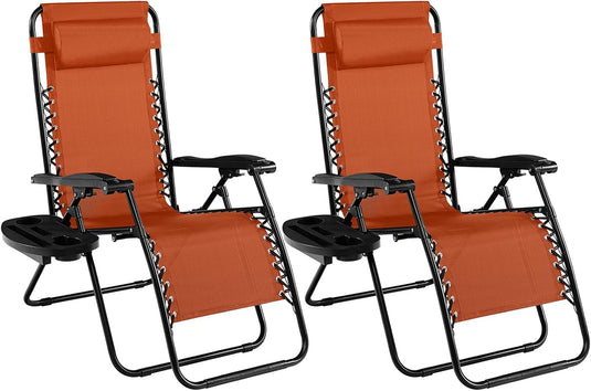 Goplus 2PC Zero Gravity Chairs Lounge Patio Folding Recliner