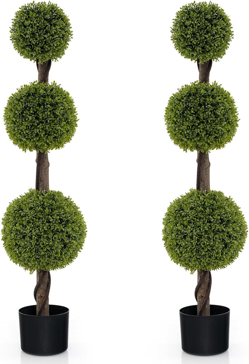 Load image into Gallery viewer, Goplus 4ft Artificial Boxwood Topiary Ball Tree, Faux Potted Plants Cypress Tree with Weighted Pot
