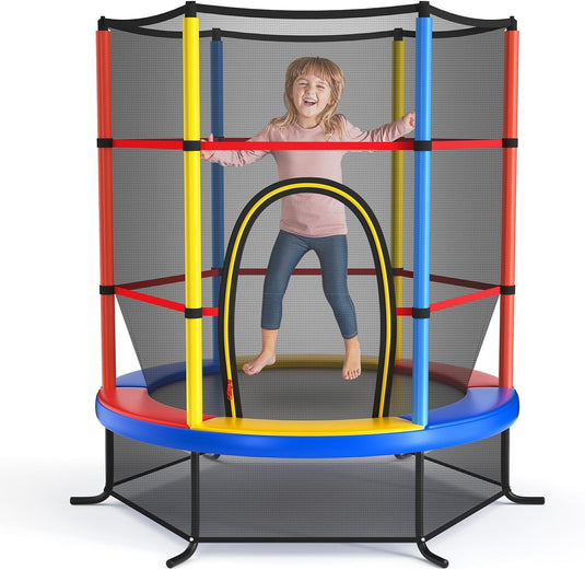 Goplus 55" Trampoline for Kids, 4.6 FT Mini Toddler Trampoline with ASTM Certified, Enclosure Net