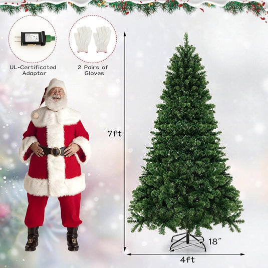 Goplus 6ft/7ft/8ft Pre-Lit Artificial Christmas Tree with Storage Bag, for Office Home Decor