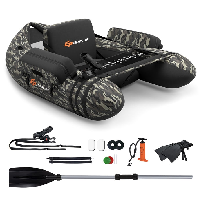 Load image into Gallery viewer, Goplus Inflatable Float Tube, Fishing Belly Boat with Fish Ruler, Pump, Storage Bag, Adjustable Straps
