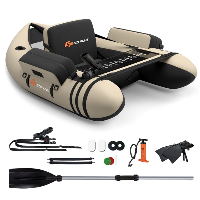 Load image into Gallery viewer, Goplus Inflatable Float Tube, Fishing Belly Boat with Fish Ruler, Pump, Storage Bag, Adjustable Straps
