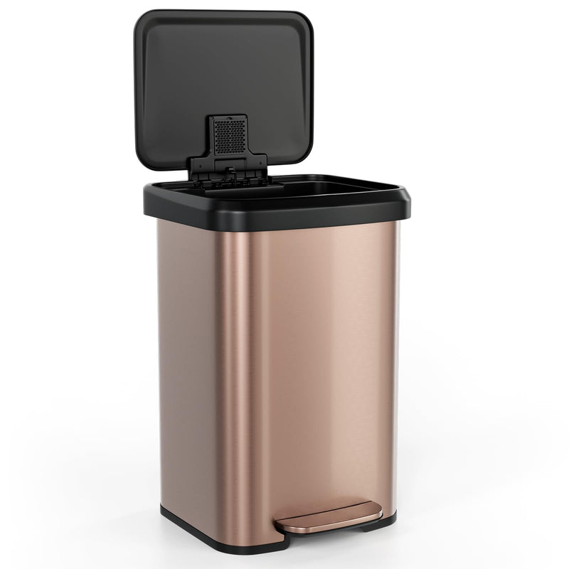 Load image into Gallery viewer, Goplus 13 Gallon/50 L Stainless Steel Trash Can w/Soft-Close Lid, Foot Pedal &amp; Deodorizer Compartment

