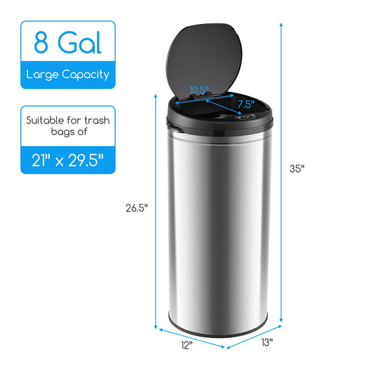Goplus Automatic Motion Sensor Trash Can, 8 Gallon /30 L