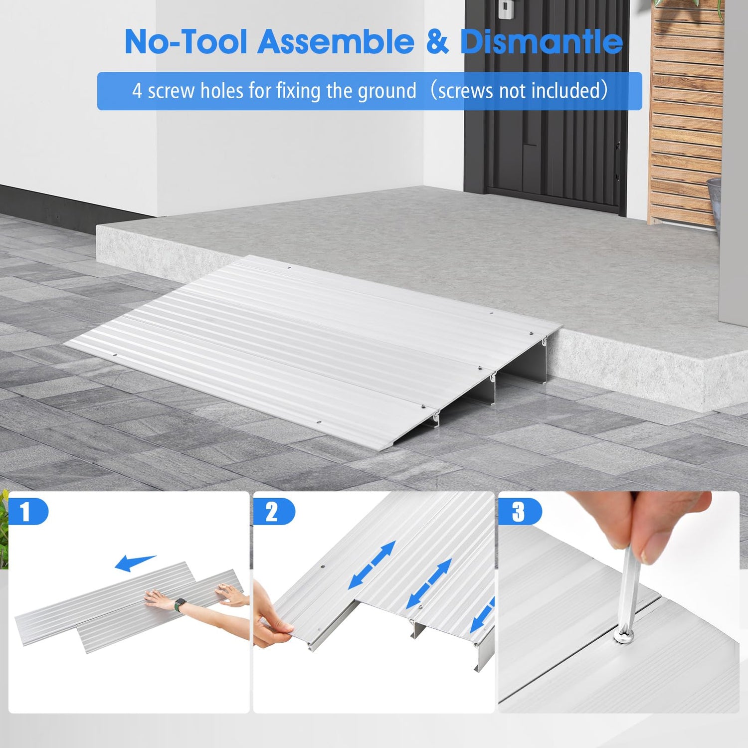 Goplus Door Threshold Ramp, 3" Rise Threshold Ramps for Doorways with ...