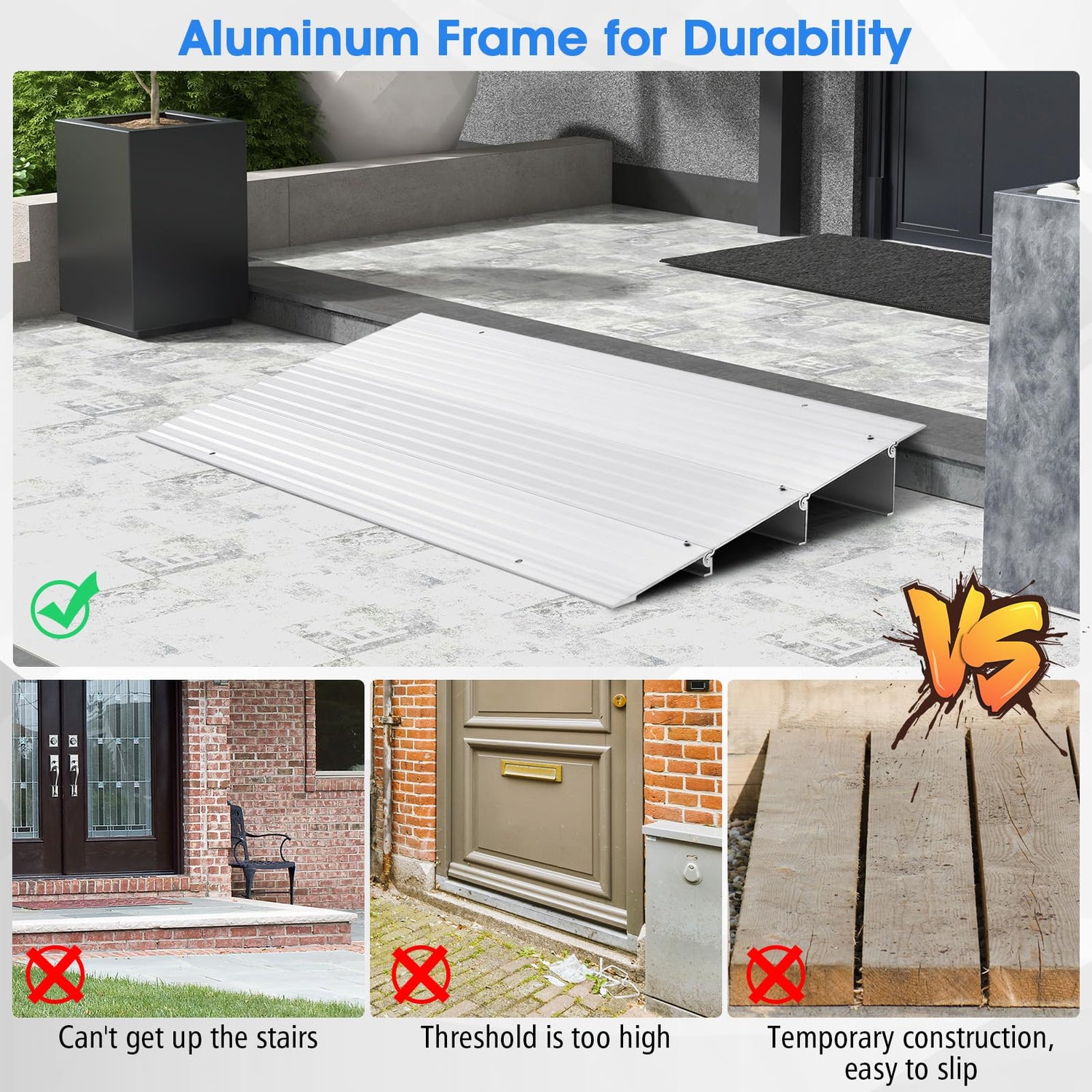 Goplus Door Threshold Ramp, 3" Rise Threshold Ramps for Doorways with ...