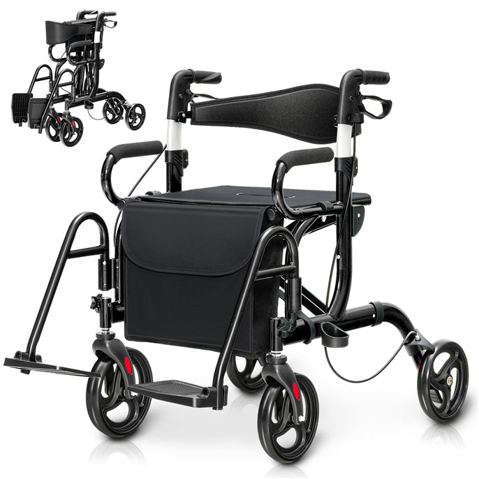 Load image into Gallery viewer, Goplus 2 in 1 Rollator Walker for Seniors, Medical Walker with Seat
