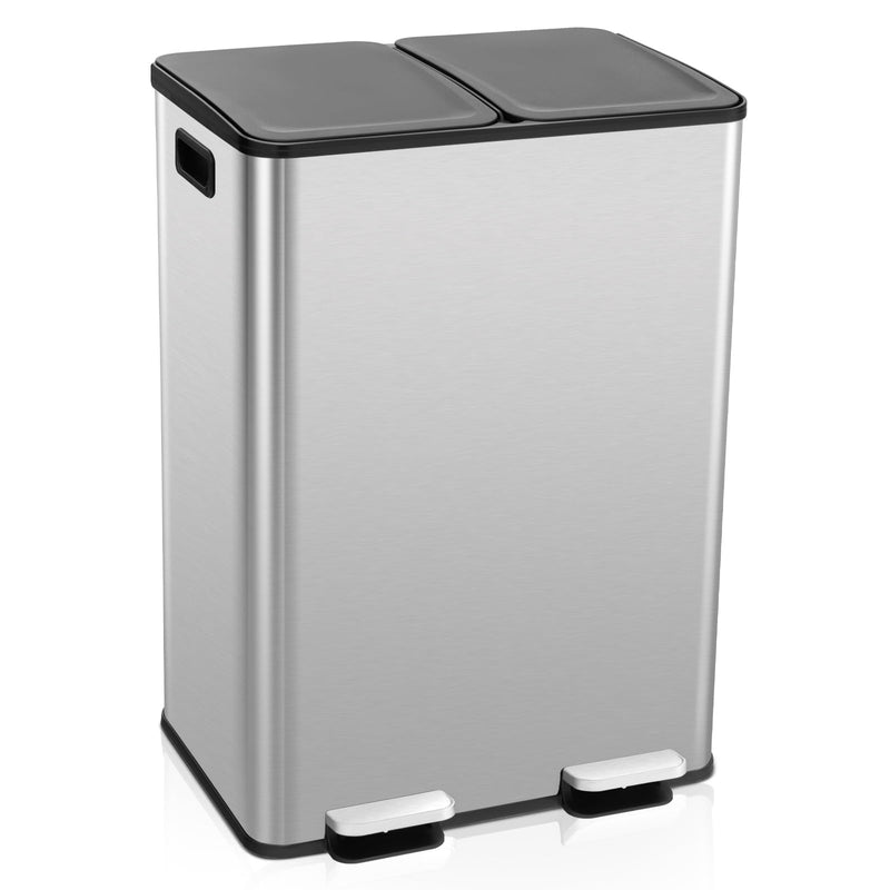 Load image into Gallery viewer, Goplus 16 Gallon/ (2x30L) Stainless Steel Trash Can, Kitchen Trash Bin
