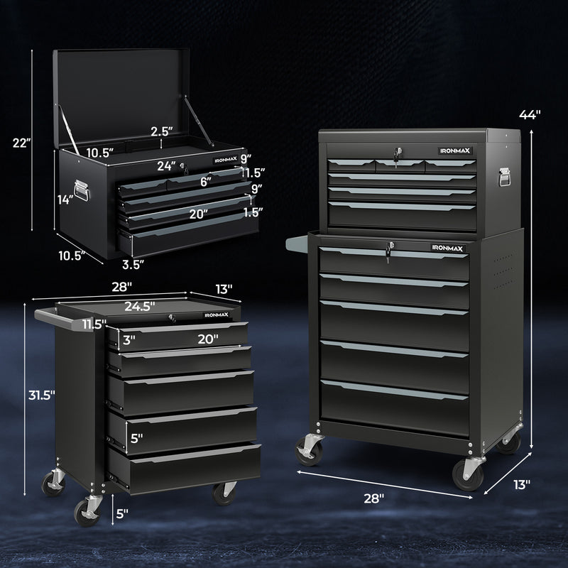 Load image into Gallery viewer, Steel Tool Box, 24” Tool Chest Case with 6 Drawers, Top Storage, Automatic Lock
