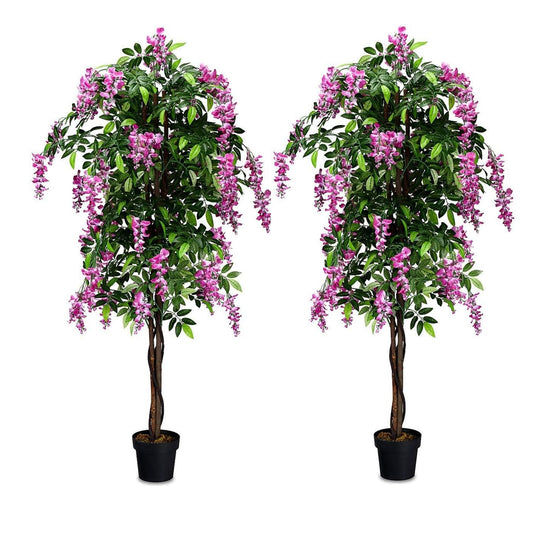 6FT Fake Wisteria Tree Artificial Greenery Plants in Nursery Pot Decorative Trees for Home