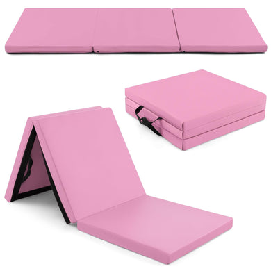 Goplus Folding Gymnastics Mat, 6¡¯ x 2¡¯ x 2¡¯¡¯ Thick Tri-Fold Exercise Tumbling Mat w/Carrying Handles
