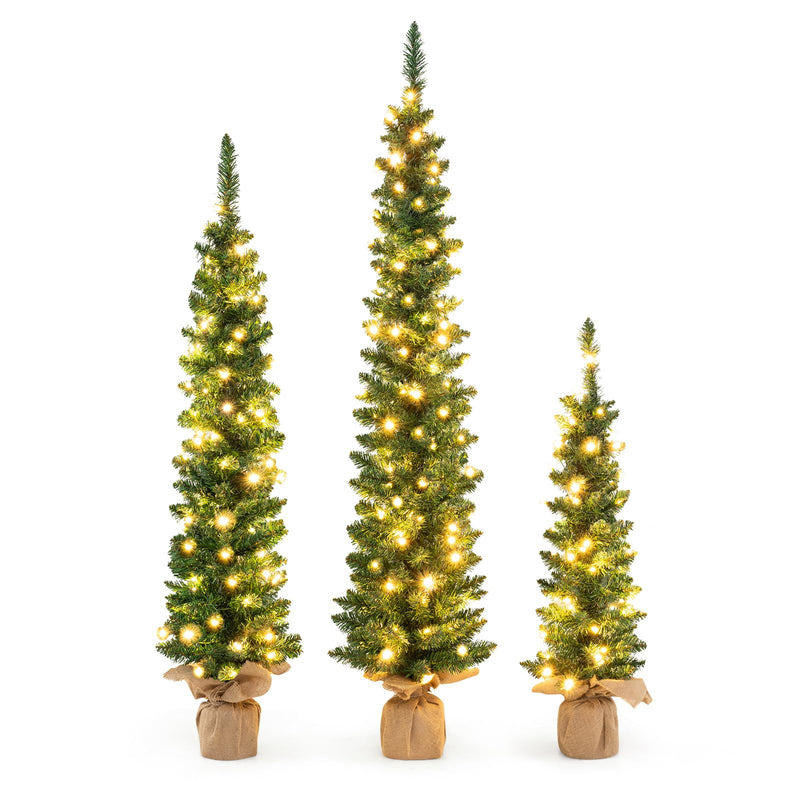 Load image into Gallery viewer, Goplus 3&#39; 4&#39; 5&#39; Pre-Lit Artificial Christmas Tree Set of 3
