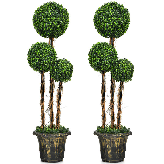 4 Ft Artificial Boxwood Topiary Tree