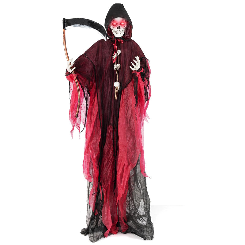 Load image into Gallery viewer, Goplus 8 Ft Halloween Animatronics, Sound &amp; Touch Activated Grim Reaper with Sickle, Glowing LED Eyes &amp; Scary Voices
