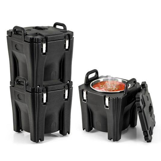 Goplus Portable Insulated Food Carrier, 32 QT Stackable Food Warmer with Stainless Steel Barrel