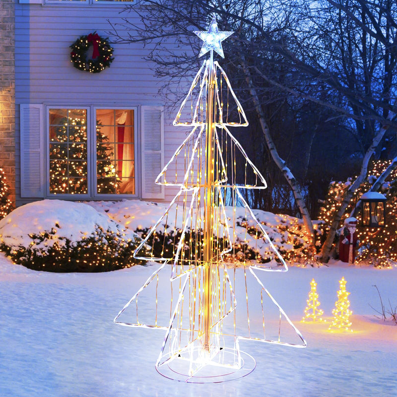 Load image into Gallery viewer, Goplus 5 FT LED Lighted Cone Tree, Indoor &amp; Outdoor Xmas Decoration with Star Topper &amp; Round Base
