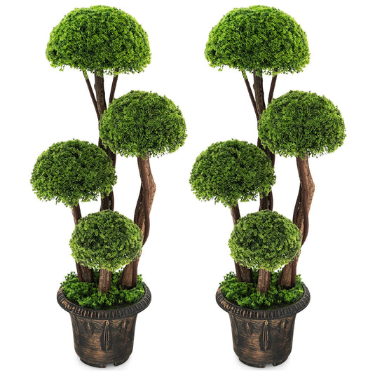 GOPLUS 4 Ft Artificial Boxwood Spiral Tree, Fake Greenery Plants, Leaves &  Cement-Filled Plastic Flower Pot Decorative Trees for Home Office Indoor  Outdoor (2) : : Home