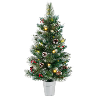 Goplus 3ft Pre-Lit Mini Tabletop Christmas Tree with 20 Warm White LED Lights, 8 Modes, Timer, 81 PVC & Pine Needles