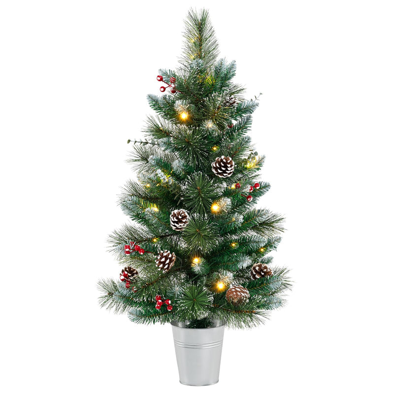 Load image into Gallery viewer, Goplus 3ft Pre-Lit Mini Tabletop Christmas Tree with 20 Warm White LED Lights, 8 Modes, Timer, 81 PVC &amp; Pine Needles
