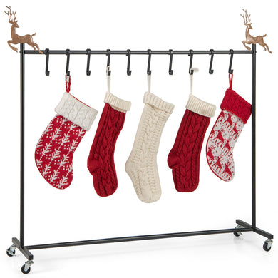 Goplus 10-Hook Christmas Stocking Holder Stand on Wheels