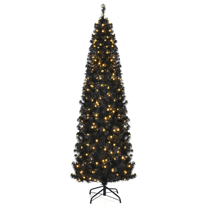 Load image into Gallery viewer, Goplus Black Pencil Christmas Tree, Pre-lit Artificial Halloween Tree
