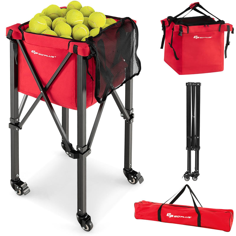 Load image into Gallery viewer, Goplus Foldable Tennis Ball Hoppers, Lightweight Aluminum Tennis Ball Basket
