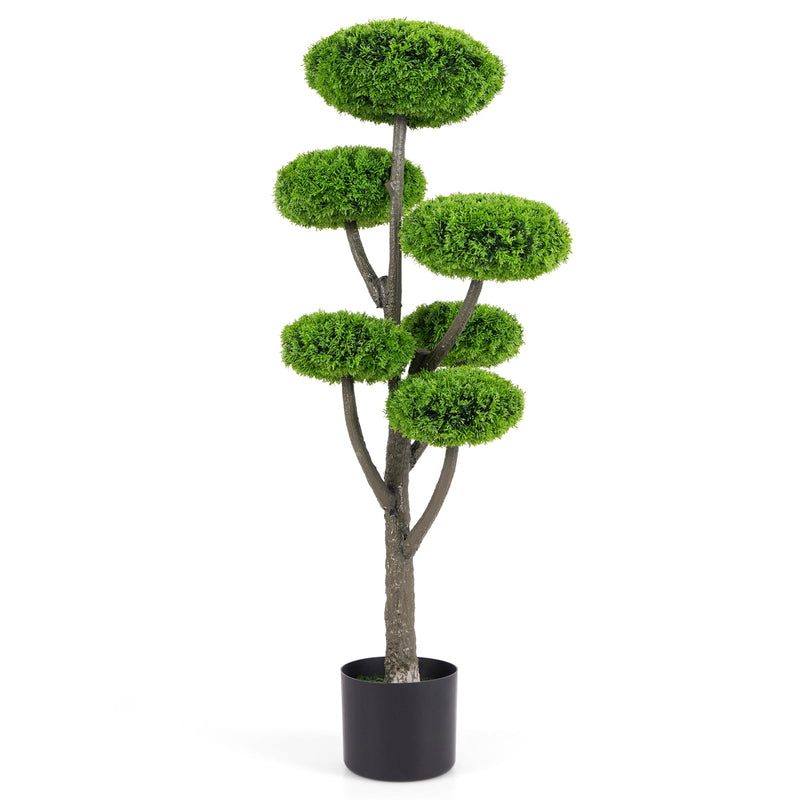 Load image into Gallery viewer, Goplus Artificial Cypress Topiary Tree, 44’’ Tall Artificial Plant, Indoor/Outdoor Topiary Trees with Cement Pot
