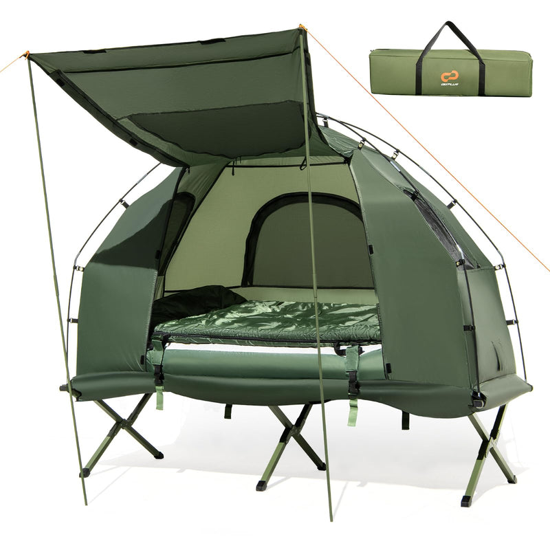 Load image into Gallery viewer, Goplus Camping Tent Cot, 5-in-1 Folding Camping Bed with Air Mattress, Pillow, Sleeping Bag, Waterproof Elevated Tent Shelter

