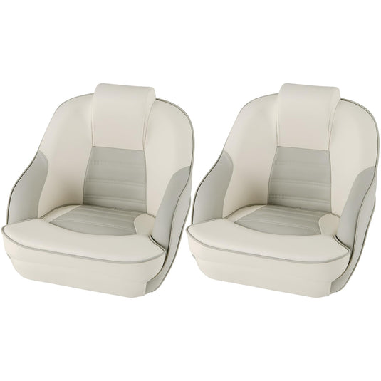 Goplus Captain Bucket Seat, Pontoon Boat Seats w/Waterproof PVC Leather & Thick Sponge Padding