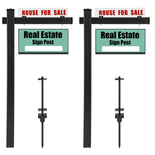 Goplus Real Estate Sign Posts,Vinyl Realtor Sign Post (4” x 4” x 72”) with Flat Cap for Open House and Home for Sale