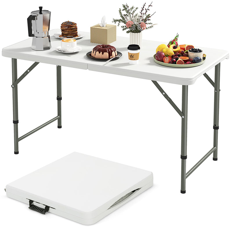 Load image into Gallery viewer, Goplus Portable 4 Foot Plastic Folding Table, 400 LBS Indoor Outdoor Heavy Duty Adjustable Folding Tables with HDPE Tabletop
