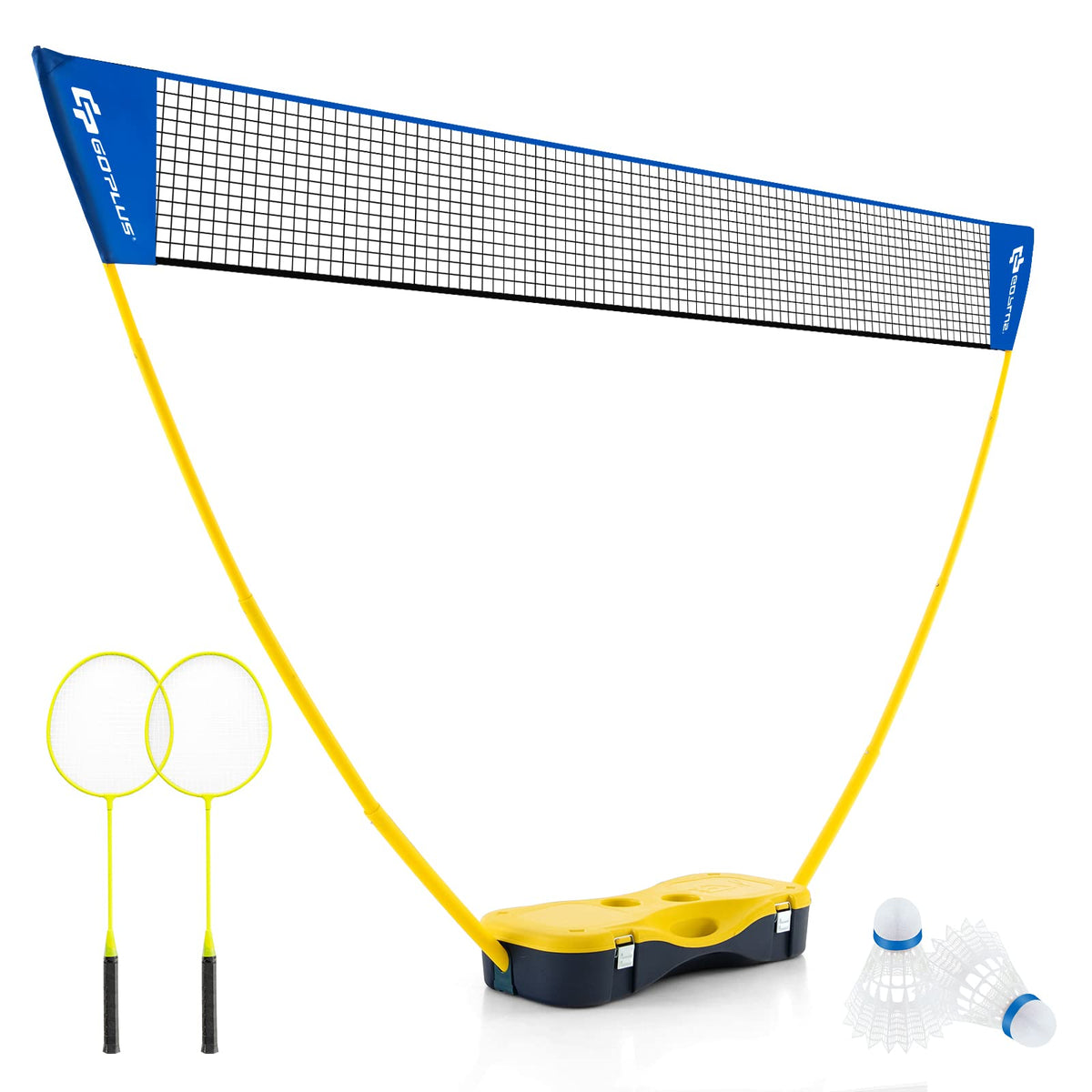 Goplus Portable Badminton Net Set, Volleyball Badminton Net with Storage Base