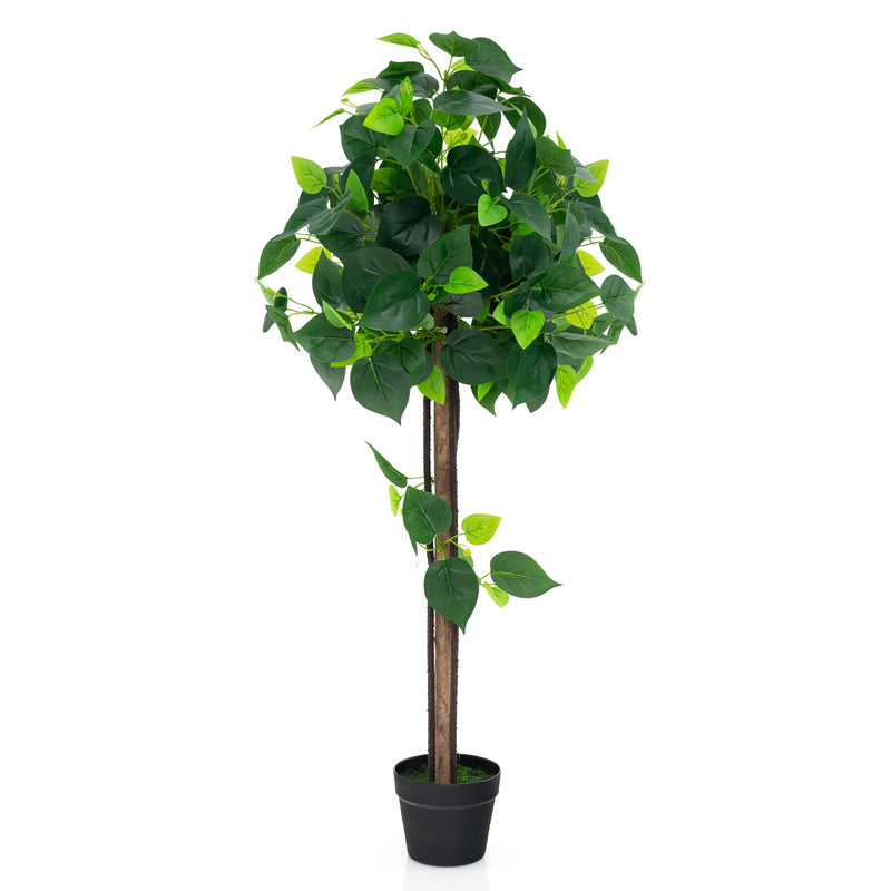 Load image into Gallery viewer, Goplus 45&quot; Artificial Hydrangea Tree, Tall Fake Potted Silk Tree with Real Wood Trunk
