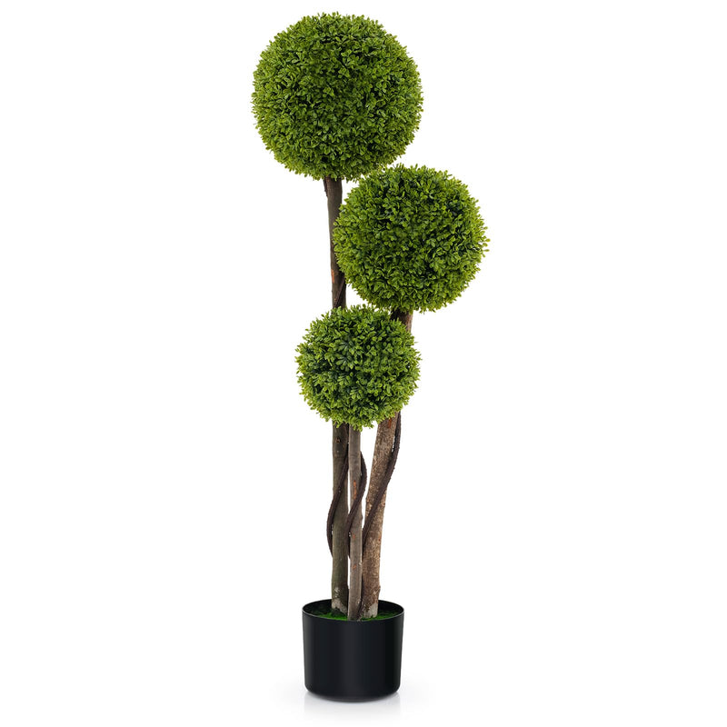 Load image into Gallery viewer, Goplus 4ft Artificial Boxwood Topiary Ball Tree, Faux Potted Plants Cypress Tree in Weighted Pot with Triple Ball
