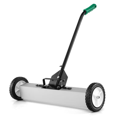 Goplus 24-Inch Magnetic Sweeper with Wheels, 30 LBS Telescoping Rolling Pickup Sweeper with Adjustable Handle