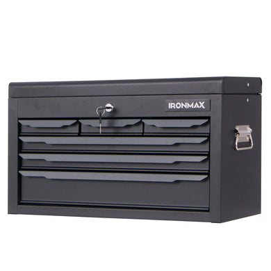 Goplus Steel Tool Box, 24” Tool Chest Case with 6 Drawers, Top Storage, Automatic Lock, Ball Bearing Slides & EVA Liners